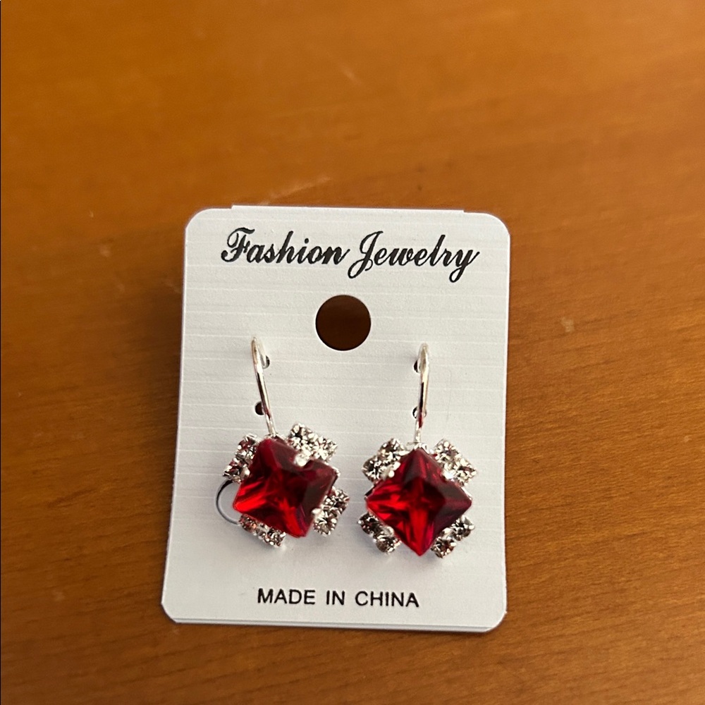 Fashion Jewelry Ruby Red Star Earrings